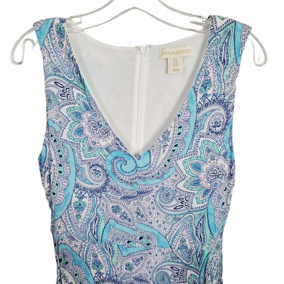 Cynthia Rowley Size 6 Dress Midi Beachy Summer V-neck Ruffle Hem Crinkle Crepe - Picture 4 of 9